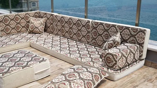 Vista 4 de arabicsofa Handmade Gray Modular Arabic Floor Sofa Set – Low Seating Majlis Sectional with Backrest Pillows for Living Room