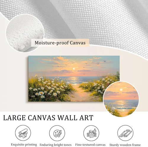 Vista 6 de SLYCAY Lienzo grande con árbol de la vida dorado para pared, pintura de paisaje, naturaleza, nieve, montaña, lago, paisaje, decoración de pared