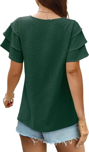 Vista 5 de Bofell Camisas y blusas de verano con cuello en V y mangas con volantes para mujer