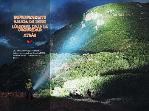 Vista 5 de fenix LR60R, linterna LED recargable de largo alcance ultra brillante 21,000 lúmenes 3,559.7 ft 113 horas máximo carga rápida de 45 W