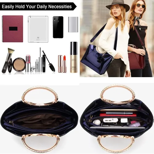 Vista 5 de ZiMing Bolsos de charol para mujer, con asa superior, elegante, bolso de noche, bolsos de hombro para mujer