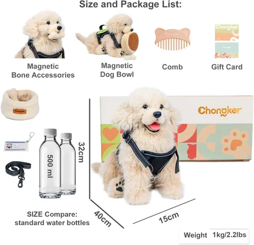 Vista 7 de Chongker Animales de Peluche de Perro con Juguetes Magnéticos, Suaves y Tiernos Juguetes de Peluche Golden Retriever, Animales de Peluche