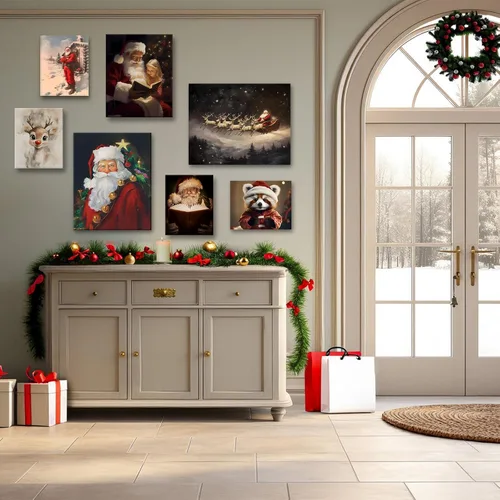Vista 6 de Sunwes Lienzo de arte de pared de Navidad de ángel DIY, pintando tu propio ángel en lienzo