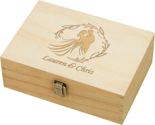 Vista 24 de Caja de Recuerdos de Madera Personalizada con Grabado Personalizado Caja de Memoria de Aventura para Parejas Recuerdos de Viaje Fotos Cartas - Cajas