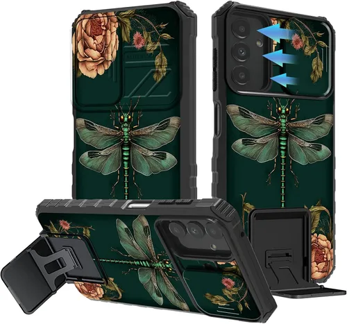 Vista 97 de Funda para Samsung Galaxy A13 5G/4G/A04S, Galaxy A13 5G con cubierta de cámara deslizante, funda de doble capa integrada con función atril