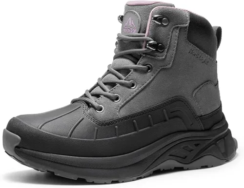 Vista 10 de NORTIV 8 Botas de senderismo impermeables para mujer, para exteriores, senderismo, camping, senderismo en senderos Negro