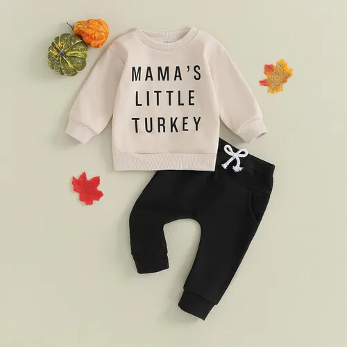 Vista 4 de Hoanselay Conjunto de sudadera de manga larga con capucha y pantalones de otoño e invierno para bebé niño