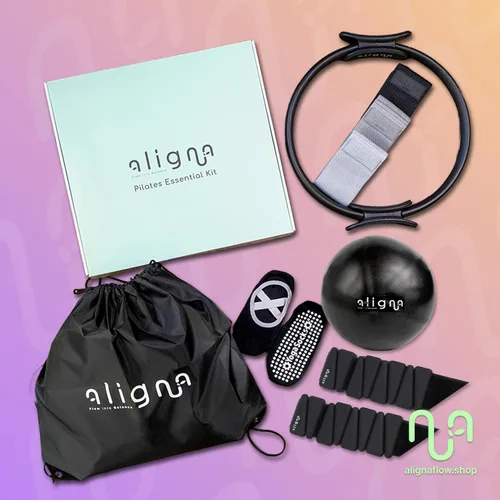 Vista 7 de Kit Esencial de Pilates Aligna Set Completo para el Hogar para Equilibrio, Flexibilidad y Fuerza Set de 8 Piezas con Anillo de Pilates