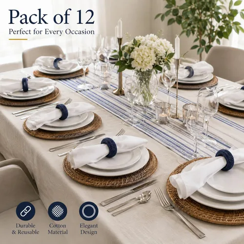 Vista 8 de Servilleteros rústicos juego de 12 - Soportes de servilleta de rayón para decoración de mesa, bodas, cenas y uso diario - Servilleteros