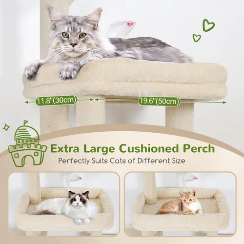 Vista 2 de Globlazer F50 Torre para Gatos para Gatos Adultos de Interior, Árbol para Gatos Resistente de 50 Pulgadas para Gatos Grandes, Casa de Árbol
