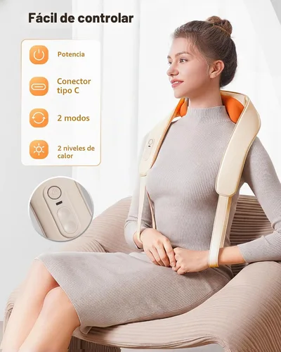 Vista 2 de KNQZE Masajeador de cuello inalámbrico para aliviar el dolor de tejido profundo con calor