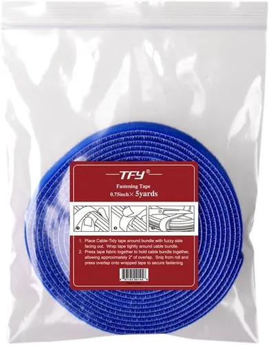 Vista 6 de TFY Cinta De Fijación De Gancho Y Bucle Reutilizable,0.75 Pulgadas De X 180 Pulgadas -Azul