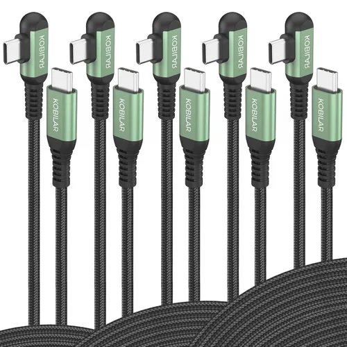 Vista 6 de Cable USB C a USB C de 10 pies, cable de carga tipo C en ángulo recto, 2 unidades, cargador rápido de 60 W USB C de 90 grados para iPhone 16/17 Pro