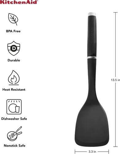 Vista 5 de KitchenAid Espátula ranurada y cuchara para untar, 13.66 pulgadas, color negro