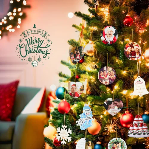 Vista 6 de Adornos de Navidad personalizados de gnomo 2023, familia de 2, 3, 4, 5, 6 – Adorno de Navidad personalizado con nombre para árbol de Navidad