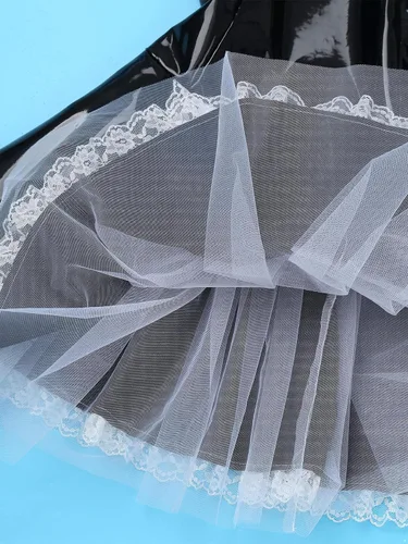 Vista 6 de Lejafay Vestido de sirvienta francesa para mujer, disfraz de cosplay, vestido de tutú ajustado para mujer