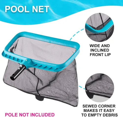 Vista 4 de Sepetrel Kit de limpieza de piscina de lujo que incluye 2 cabezales de cepillo, 2 redes de desnatador de piscina (sin poste)
