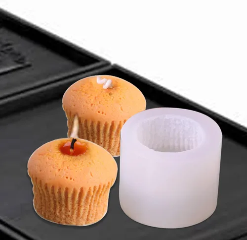 Vista 4 de Moldes de silicona para velas, moldes de velas de cupcakes para hacer velas, moldes de jabón de silicona 3D, molde de silicona para hornear, vela