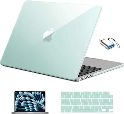 Vista 14 de EooCoo Funda para MacBook Air de 13 pulgadas M5/M4/M3/M2 2026-2022, color Crystal Black