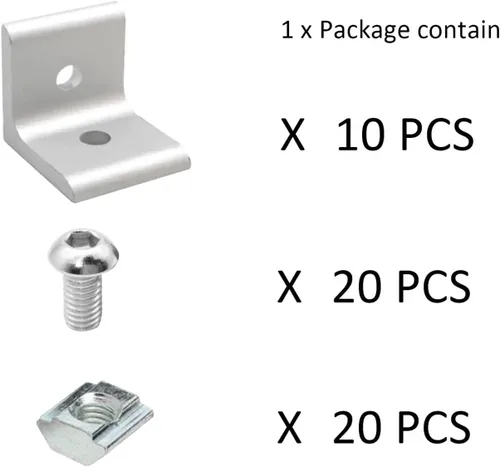 Vista 3 de 10Sets 10 Series Conector de extrusión 1010 Perfil de extrusión de aluminio Soportes de esquina con 10 piezas 1010 Serie 1 Aluminio extruido
