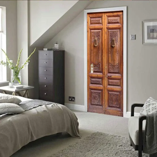 Vista 71 de Adhesivos 3D para puerta, murales para despegar y pegar, puerta de madera, papel tapiz autoadhesivo, extraíble, PVC, impermeable, póster para Puerta