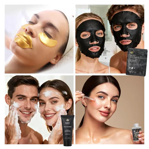 Vista 6 de 35 piezas de regalos de Navidad para mujeres y hombres, cesta de regalo de baño y cuerpo de carbón, kit de cuidado de la piel facial, regalo