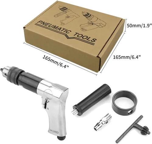 Vista 7 de Taladros de pistola neumática, taladro neumático de 1/2 pulgada, 700 rpm CW/CCW tipo mango reversible de velocidad variable herramienta