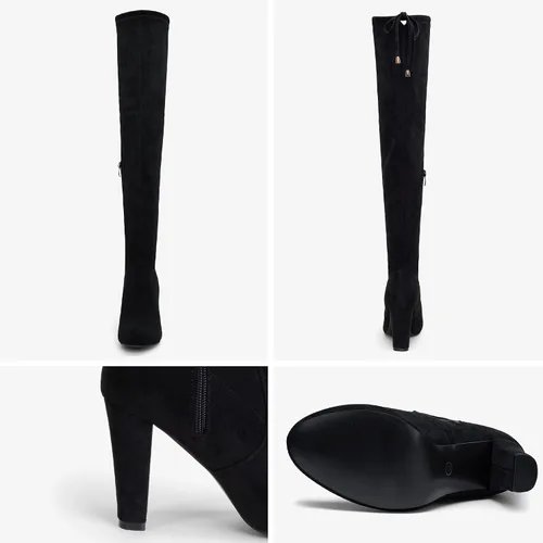 Vista 7 de Botas de gamuza para mujer por encima de la rodilla con tacón de Negro