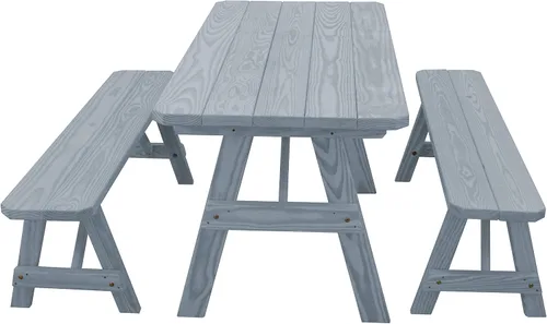 Vista 23 de Furniture Barn USA Pine - Mesa tradicional de 4 pies con 2 bancos, color negro