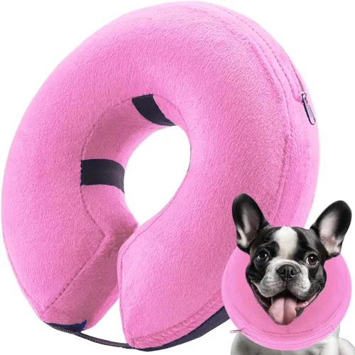 Vista 9 de Collar inflable de cono para perro, collar de recuperación de protección contra explosiones de cono de perro, azul (tamaño L)