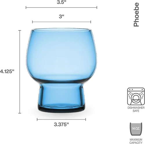 Vista 3 de Mikasa Phoebe - Bebida doble a la antigua, juego de 4, color azul