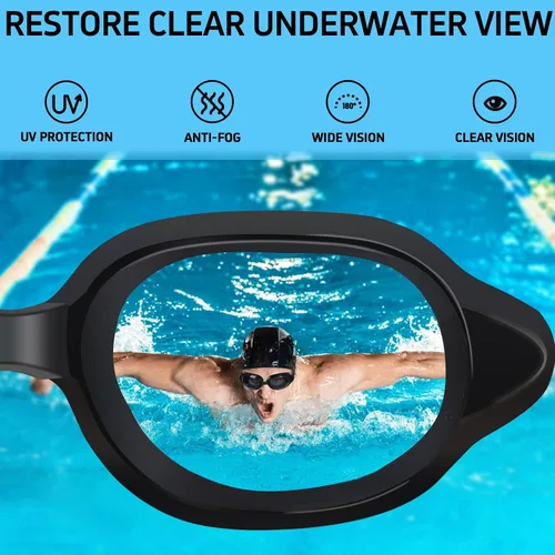 Vista 5 de Gafas de natación para adultos, hombres y mujeres, gafas de natación para piscina, gafas de agua para adultos, marco grande, sin fugas, antivaho