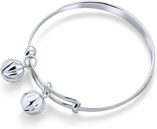 Vista 2 de Personalize Jingle Bells - Pulsera de mariposa con números ABC, muñeca pequeña de 6.5 pulgadas, plata de ley 925, campanas ajustables chapados