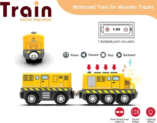 Vista 3 de Juego de juguetes de tren eléctrico para pistas de madera, tren motorizado con tren de control remoto para sistema ferroviario compatible