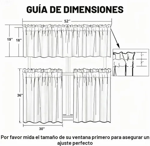 Vista 8 de VOGOL Juego de cortinas transparentes bordadas y cenefas para sala de estar, con bolsillo para barra blanca, par de cortinas traslúcidas