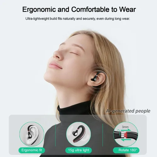 Vista 2 de Auriculares Bluetooth, auricular inalámbrico Bluetooth con funda de carga de 500 mAh para auriculares ultraligeros manos libres V5.3 con micrófono