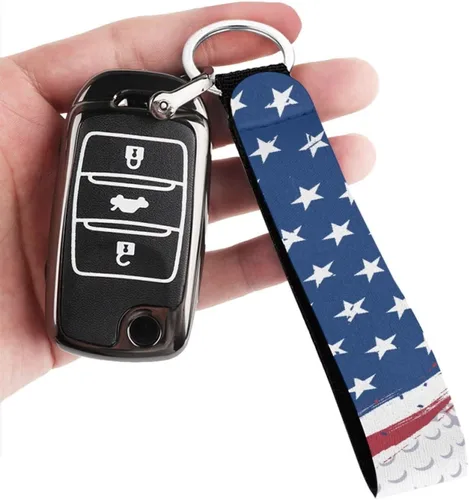 Vista 3 de Correa de pulsera para mujeres y hombres, multifuncional, antipérdida, llavero con diseño humanizado, gran regalo Bandera estadounidense