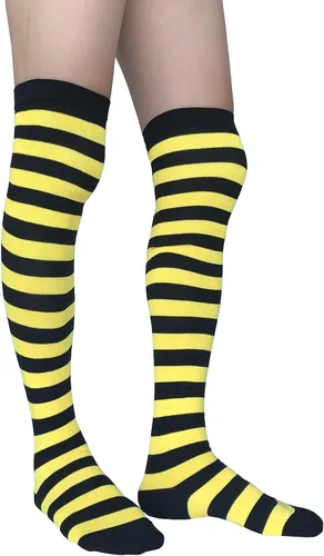 Vista 8 de spomei Women Striped Thigh High Stockings, Cotton Over Knee Tube Long Stocks For CosplayGothChristmas Party LW-3