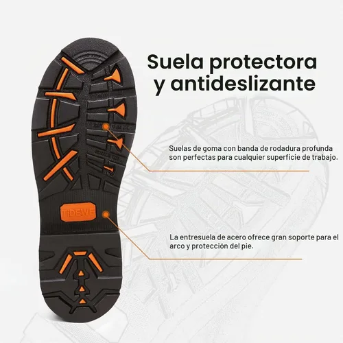 Vista 6 de TIDEWE Botas de trabajo de goma para hombres, puntera y vástago de acero Negro