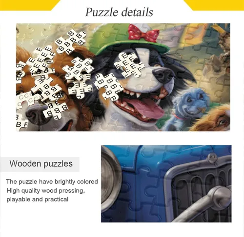 Vista 2 de Cute Dog Racing Jigsaw Puzzles 500 Pieces for Adults with Mesh Storage Bag 2012210
