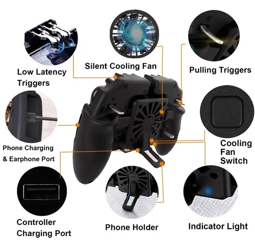 Vista 7 de Mikirini Mobile Game Controller with Cooling Fan for PUBGFortniteCall of Duty, Mobile Game Trigger Joystick Gamepad for 4-6.5" iOS & Android Phone