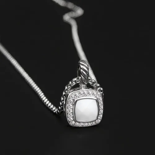 Vista 4 de Collar de circonita cúbica de diseñador inspirado en cable trenzado antiguo con alambre de circonita cúbica, joyería de marca de moda para regalo