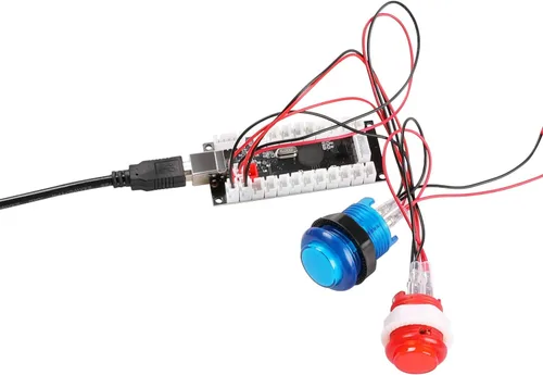 Vista 9 de Qenker Juego de arcade LED para 2 jugadores, kit de bricolaje para PC USB MAME y Raspberry Pi - 2 joysticks, 20 botones LED, 2 codificadores