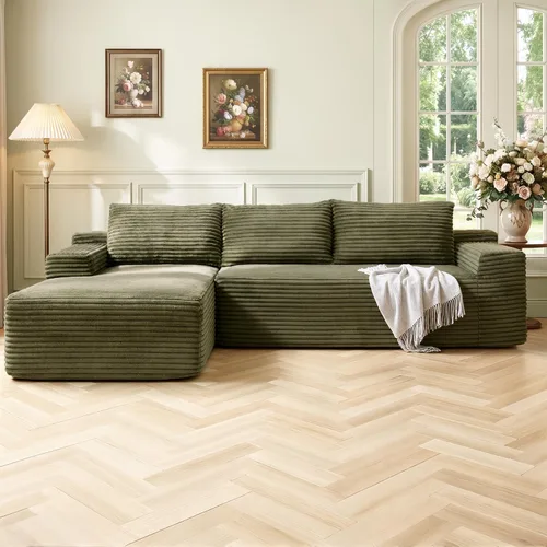 Vista 23 de Sofá seccional modular de 110", sofá seccional Cloud con asiento profundo, sofás tapizados sin huesos para sala de estar, sofá modular moderno