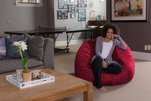 Vista 2 de Saco de sofá – Puff de felpa ultra suave - Silla de puf con espuma viscoelástica y funda de micro-gamuza - Mueble y accesorios rellenos de espuma
