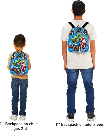 Vista 12 de Marvel Mini mochila Avengers para niños, Azul/Negro, Mini mochila de los Vengadores