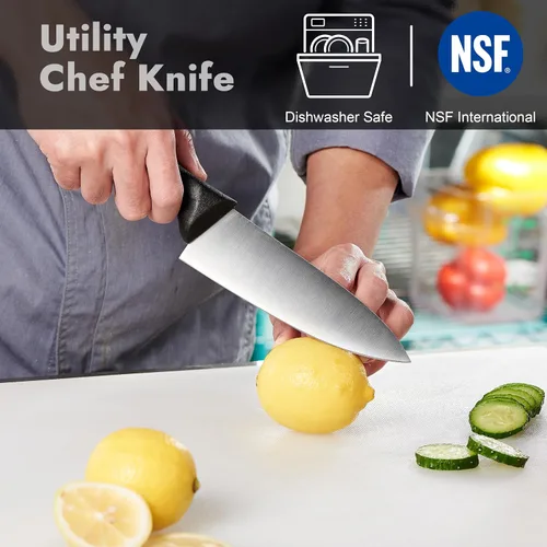Vista 2 de CURTA Cuchillo de chef de grado comercial de 6 pulgadas, certificado NSF, ergonómico, mango negro antideslizante, hoja forjada de acero inoxidable