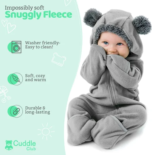 Vista 59 de Enterizo de vellón para bebé, rómper de una sola pieza con capucha para niños, ropa para exteriores, chaqueta infantil