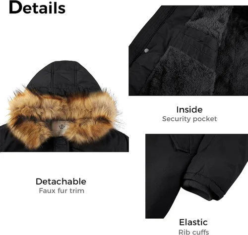 Vista 6 de WenVen Chaqueta larga de invierno con capucha y forro de sherpa para mujer, Beige