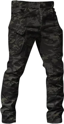 Vista 2 de Cargo Pants for Men Athletic Pants Military Fan Elastic Waistband Multi Pocket Lounge Camouflage Work Overalls